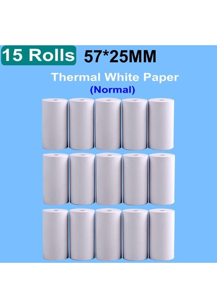 15 Beyaz 25 mm Stil 57*30MM Termal Kağıt Rengi Beyaz Çocuklar Için Kamera Anında Yazıcı ve Çocuklar Için Kamera Baskı Kağıdı Yedek Aksesuarları Par (Yurt Dışından)