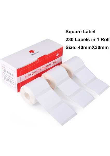 Kare 3 Adet 40X30MM Stili Phomemo Papel Etiket Yazıcısı Yuvarlak Kare Kağıt Etiket Çok Amaçlı Etiket Bandı Kendinden Yapışkanlı Termal Kağıt Yazıcısı (Yurt Dışından)
