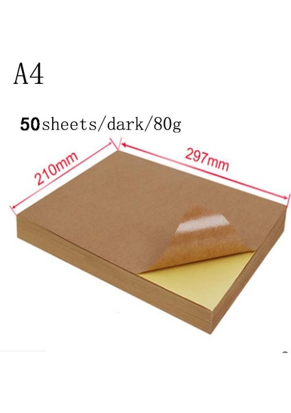 Koyu 80G 50 Yaprak Stili 50 Yaprak A4 Kendinden Yapışkanlı Baskı Kağıdı Beyaz Mürekkep Püskürtmeli Lazer Yazıcı Kağıt Etiket Etiket Etiket Parlak Mat Kağıt Odun Hamuru Kağıt (Yurt Dışından)