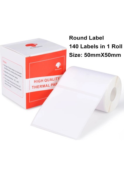 Beyaz 50X50MM Stili Phomemo Etiket Yazıcısı Yuvarlak Etiket Autoadhesivo Termal Etiket Yapışkanlı Kağıt Yuvarlak Etiket Iş, Ev Için (Yurt Dışından)