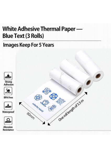 Mavi Stil Phomemo M03 Mini Termal Yazıcı Kağıdı, Beyaz Yapışkanlı Etiket Kağıdı, 5 Yıl Sakla, Metin, Not, Not, Fotoğraf Resmi Için (Yurt Dışından) fiyatları