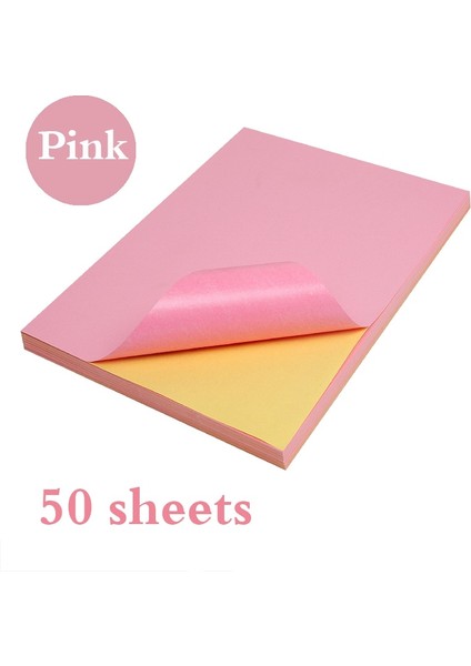Pembe 50 Yaprak Stili A4 Renkli Yapışkanlı Kağıt Olorful Kendinden Yapışkanlı Baskı Mat Kağıt Lazer Mürekkep Püskürtmeli Yazıcılar Için Kırmızı Sarı Mavi Yeşil Etiket (Yurt Dışından)