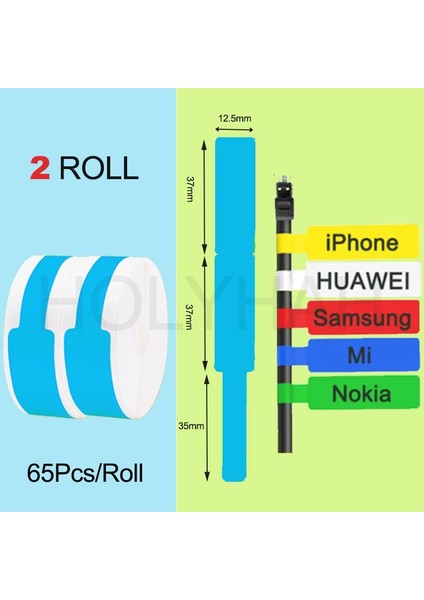 2 Mavi Kablo Stili Nıımbot D11D110 Termal Etiket Makinesi Kağıt Çıkartmalar Ofis Ev Kablosu Için Su Geçirmez Yırtılmaya Dayanıklı Yedek (Yurt Dışından)
