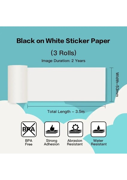 2 Yıl Etiket Stili Phomemo 3 Rulo Kendinden Yapışkanlı Etiket Termal Fotoğraf Kağıdı Phomemo PROM02S Yazıcı Için Depolama Süresi 20 Yıl Fotoğraf Kağıdı (Yurt Dışından)