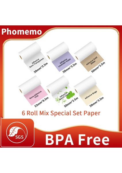 6 Rulo Set M05 Stili Pro Termal Etiket Kağıdı Yapışkan Renkli Etiket Etiketi Kendinden Yapışkanlı Etiket Ruloları Genişlik mm Phomemo Termal Kağıtlar (Yurt Dışından) fiyatları