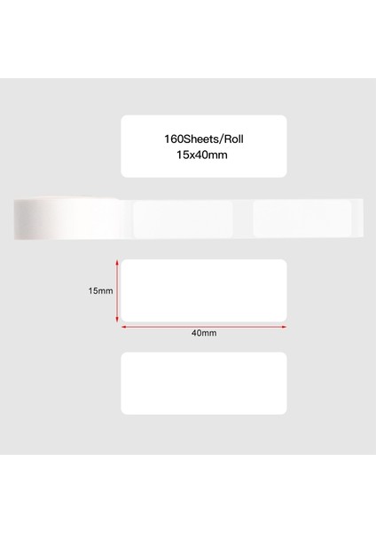 15X40MM-160 Yaprak Stili Aibecy Boş Etiket Kağıdı Kendinden Yapışkanlı Termal Kağıt Rulosu D30 Termal Yazıcı ile Uyumlu 15*yaprak Rulo (Yurt Dışından)