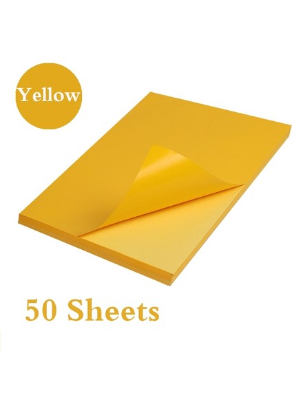 Sarı 50 Yaprak Stili A4 Renkli Yapışkanlı Kağıt Olorful Kendinden Yapışkanlı Baskı Mat Kağıt Lazer Mürekkep Püskürtmeli Yazıcılar Için Kırmızı Sarı Mavi Yeşil Etiket (Yurt Dışından)