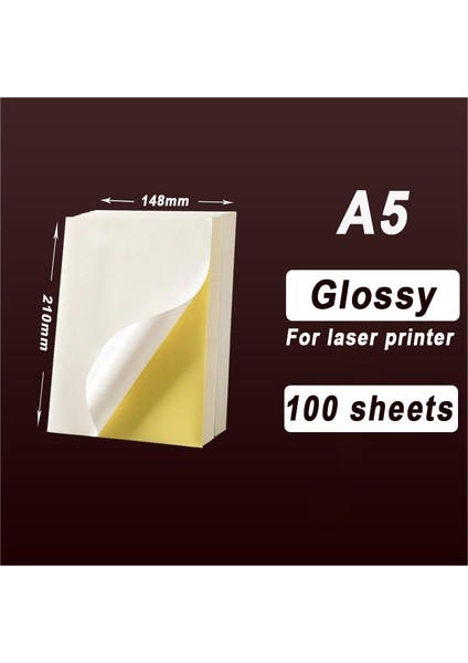 A5 Parlak 100 Yaprak Stili A4 Beyaz Yapışkanlı Etiket A5 Kendinden Yapışkanlı Baskı Kağıdı Etiket Arka Tutkallı Etiketler Yazma Mat Mürekkep Püskürtmeli Lazer Yazıcı Için (Yurt Dışından)