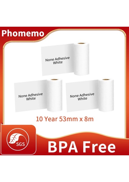 Beyaz Yapışkan Olmayan Stil Phomemo Kendinden Yapışkanlı Termal Kağıt Rulosu SM02PRO Mini Yazıcı Için Temizle Baskı Yazdırılabilir Etiket Mürekkepsiz Etiket Kağıdı (Yurt Dışından)