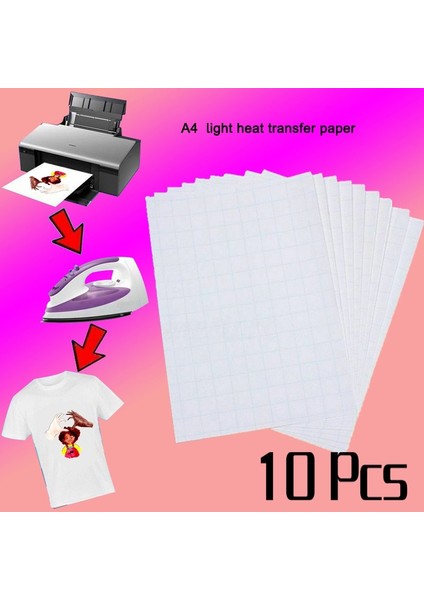 Hafif 10 Adet Tarzı A4 Açık Koyu Pamuklu Kumaş Dıy Demir Isı Basın Baskı Kağıdı T-Shirt Mürekkep Püskürtmeli Süblimasyon Baskı Kağıdı Termal Transfer Kağıdı (Yurt Dışından)