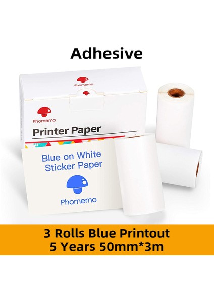 Mavi Resim Etiket Stili Phomemo Termal Kağıt Altın Etiket Renkli Kağıt x Için Phomemo SM02PRO Cep Yazıcısı, 3 Rollbox (Yurt Dışından)