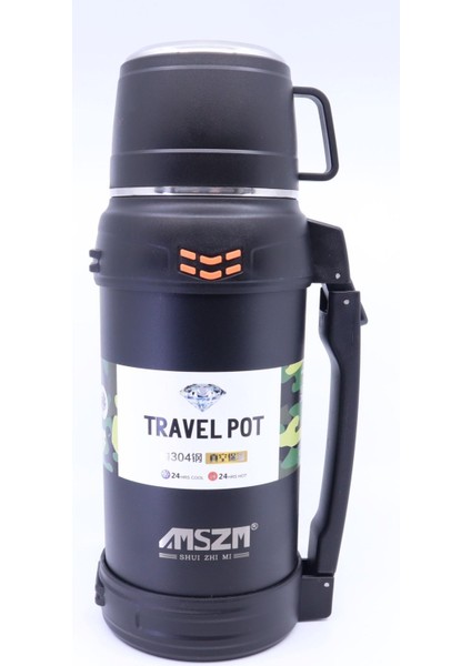 Çift Katmanlı Paslanmaz Çelik Sızdırmaz Termos 1,8 Litre Hacim - Siyah