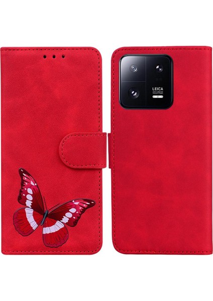 Xiaomi 13 Pro Cüzdan Için Kılıf Renk Baskılı Flip Folio Kapak Kelebek (Yurt Dışından)