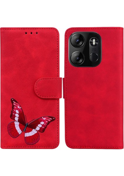 Tecno Pop 7 Pro Cüzdan Için Kılıf Renk Baskılı Kelebek Kart Yuvaları Flip (Yurt Dışından)