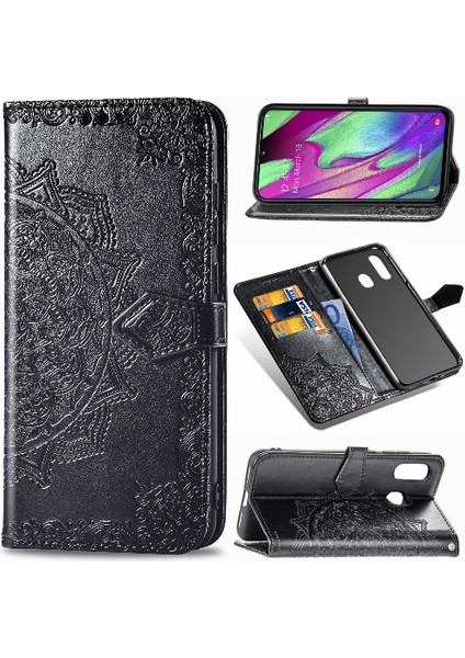 Samsung A40 Flip Kapak Zarif Desen Basit Iş Deri (Yurt Dışından) modelleri