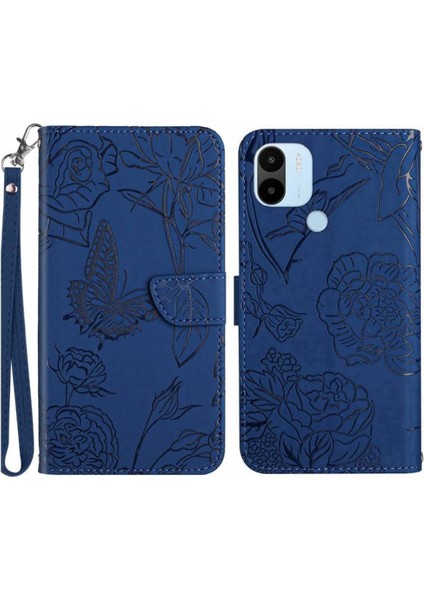 Xiaomi Redmi A1 Pu Deri Kapak Çevirin Çiçekler ve Kelebekler (Yurt Dışından)