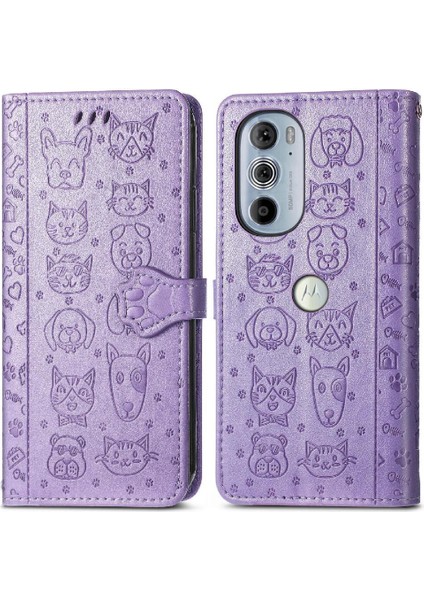 Moto Kenar 30 Pro Flip Kapak Için Kılıf Darbeye Karikatür Hayvanlar Kısa (Yurt Dışından)