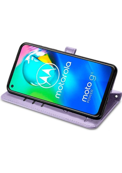 Moto G8 Için Kılıf Güç Kapak Kapak Karikatür Hayvanlar Darbeye Deri Kılıf (Yurt Dışından)