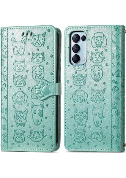 Oppo Oppo 5 Için Kılıf Deri Kılıf Kısa Kayış Kapak Çevirin Karikatür Hayvanlar (Yurt Dışından)