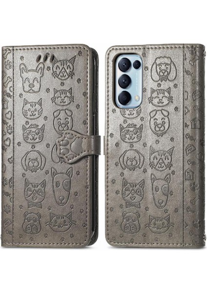 Oppo Oppo 5 Için Kılıf Deri Kılıf Kısa Kayış Kapak Çevirin Karikatür Hayvanlar (Yurt Dışından)