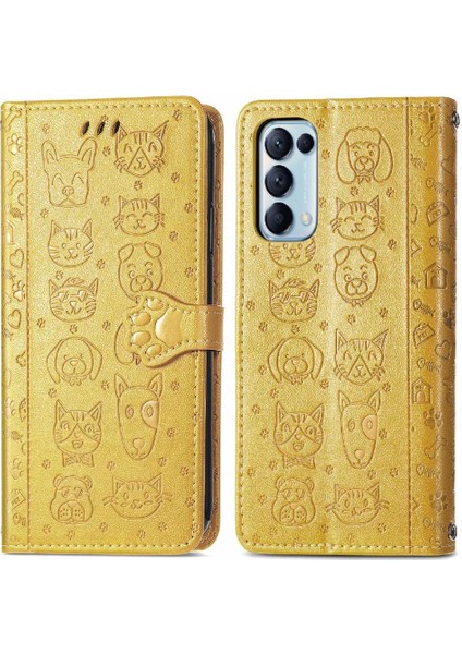 Oppo Oppo 5 Için Kılıf Deri Kılıf Kısa Kayış Kapak Çevirin Karikatür Hayvanlar (Yurt Dışından)