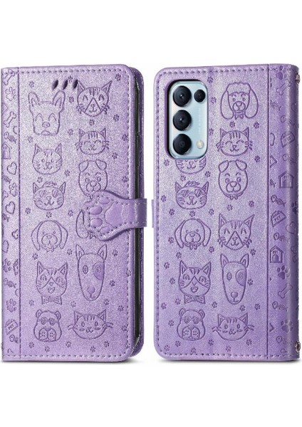 Oppo Oppo 5 Için Kılıf Deri Kılıf Kısa Kayış Kapak Çevirin Karikatür Hayvanlar (Yurt Dışından)