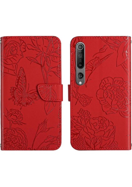 Bilek Kayışı ile Xiaomi 10/10 Pro Için Kılıf Pu Deri Kapak Çevirin Çiçekler (Yurt Dışından)