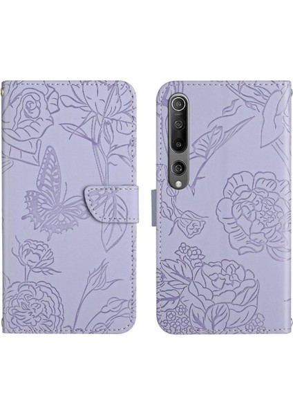 Bilek Kayışı ile Xiaomi 10/10 Pro Için Kılıf Pu Deri Kapak Çevirin Çiçekler (Yurt Dışından)