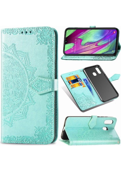 Samsung A40 Flip Kapak Zarif Desen Basit Iş Deri (Yurt Dışından) modelleri