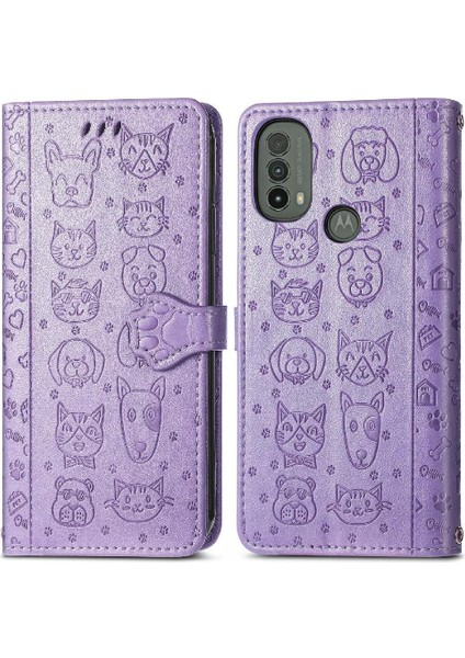 Moto E40 Darbeye Kapak Kapak Karikatür Hayvanlar Için Kılıf Kısa Kayış Vaka (Yurt Dışından)