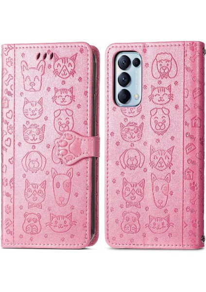 Oppo Oppo 5 Için Kılıf Deri Kılıf Kısa Kayış Kapak Çevirin Karikatür Hayvanlar (Yurt Dışından)