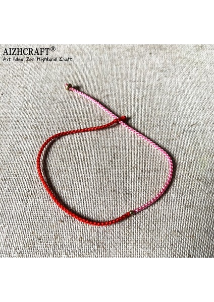 22-24CM Tarzı Kırmızı ve Pembe Aızhcraft Estetik Tibet El Yapımı Ince Dokuma Halat Bilezik Kadın Erkek Aşk Şanslı Charm Düğün Takı Himalaya Hediye Boho (Yurt Dışından)