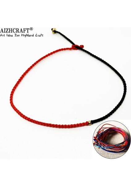 Qiuhong Shop 18-20CM Tarzı Kırmızı Karışık Mavi Aızhcraft Estetik Tibet El Yapımı Ince Dokuma Halat Bilezik Kadın Erkek Aşk Şanslı Charm Düğün Takı Himalaya Hediye Boho (Yurt Dışından)