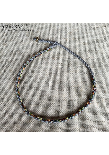 M17-22CM Tarzı Açık Gri Karışımı Aızhcraft Tibet Budist Şanslı Muska Tibet Bilezik ve Bilezik Kadın Erkek El Yapımı Düğüm Halat Şanslı Hediye Arkadaş Bilezik (Yurt Dışından)