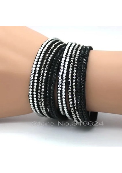 No.7 Boyutu Xqnı Düğün Takı Kristal Deri Bilezikler Moda Mozaik Turuncu Rhinestone Claarm Kadın Bilezikler (Yurt Dışından)