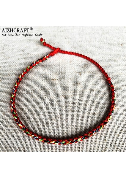 M17-22CM Tarzı Kırmızı Karışım Aızhcraft Tibet Budist Şanslı Muska Tibet Bilezik ve Bilezik Kadın Erkek El Yapımı Düğüm Halat Şanslı Hediye Arkadaş Bilezik (Yurt Dışından)
