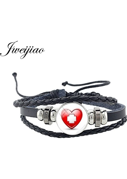 NT262 Jweıjıao Tıbbi Stetoskop Fotoğraf Pu Deri Snap Düğmesi Siyah Bilezik Yuvarlak Cam Doktor Hemşire Bilezik Takı Hediye NT260 (Yurt Dışından) fiyatları