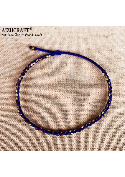 M17-22CM Tarzı Parlak Mavi Karışım Aızhcraft Tibet Budist Şanslı Muska Tibet Bilezik ve Bilezik Kadın Erkek El Yapımı Düğüm Halat Şanslı Hediye Arkadaş Bilezik (Yurt Dışından)