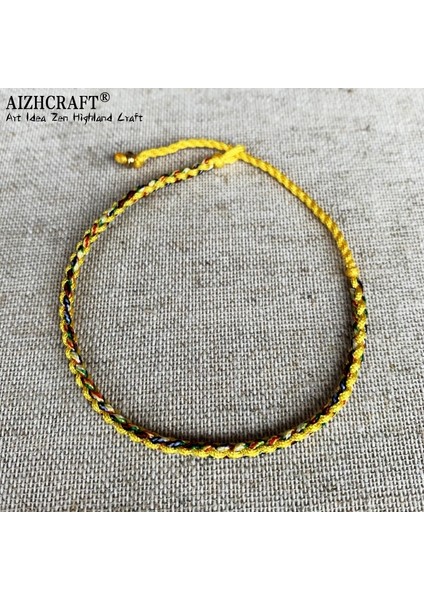 XL21-26CM Tarzı Sarı Karışım Aızhcraft Tibet Budist Şanslı Muska Tibet Bilezik ve Bilezik Kadın Erkek El Yapımı Düğüm Halat Şanslı Hediye Arkadaş Bilezik (Yurt Dışından)
