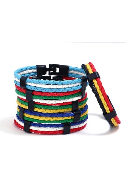 EDK1558 2020 Yeni Rusya Ispanya Fransa Almanya 16 Ülke Ulusal Bayrak Siyah Deri Bilezikler Erkekler Kadınlar Için Spor Futbol Taraftarları Takı (Yurt Dışından)