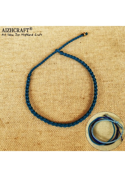 S15-20CM Tarzı Tavuskuşu Mavisi Aızhcraft Tibet Budist Şanslı Muska Tibet Bilezik ve Bilezik Kadın Erkek El Yapımı Düğüm Halat Şanslı Hediye Arkadaş Bilezik (Yurt Dışından)