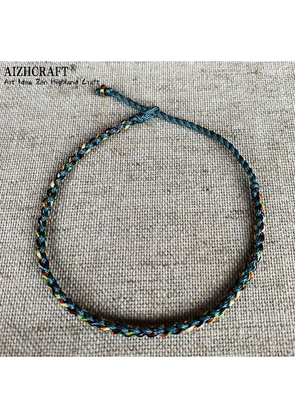 XL21-26CM Tarzı Gri Yeşil Karışımı Aızhcraft Tibet Budist Şanslı Muska Tibet Bilezik ve Bilezik Kadın Erkek El Yapımı Düğüm Halat Şanslı Hediye Arkadaş Bilezik (Yurt Dışından)