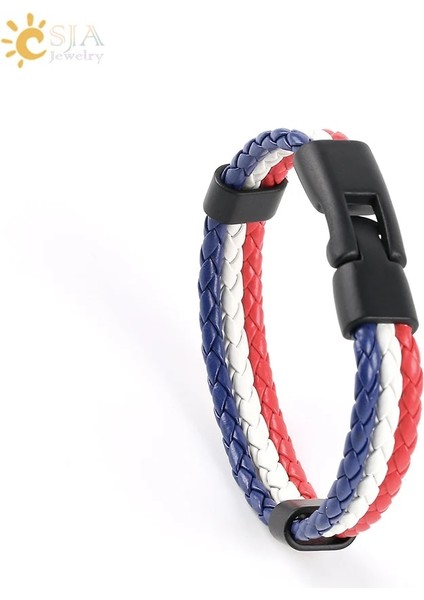 Csja Kolombiya Ispanya Bayrağı Bilezikler Erkek ve Kadın Pu Deri Örgülü Fransa Almanya Macaristan Uluslar Ülke Pulsera España P044 (Yurt Dışından)