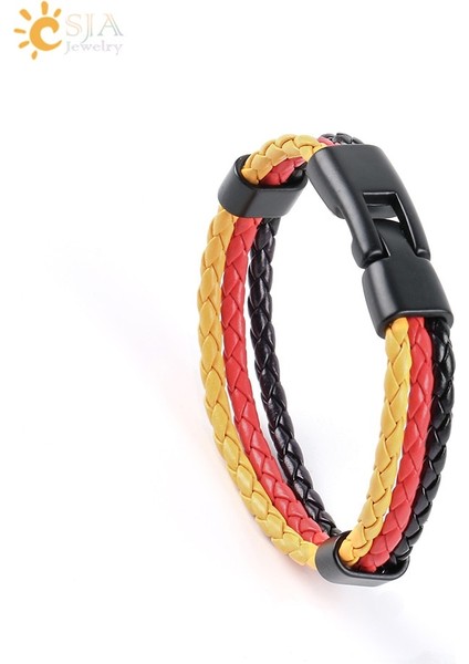 Csja Kolombiya Ispanya Bayrağı Bilezikler Erkek ve Kadın Pu Deri Örgülü Fransa Almanya Macaristan Uluslar Ülke Pulsera España P044 (Yurt Dışından)