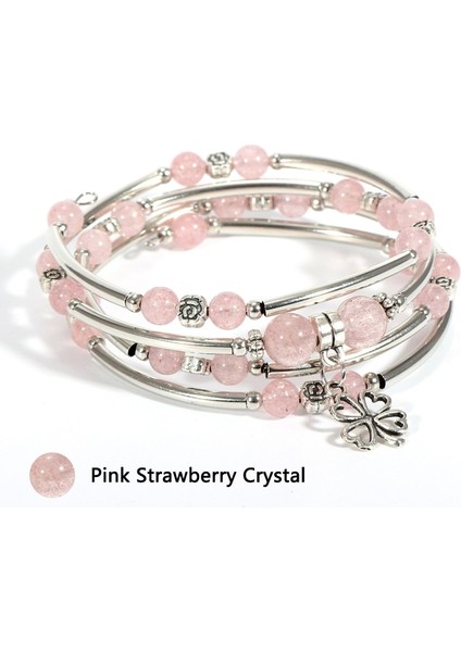 Pembe Kristal Kadınlar Doğal Taş Bilezik Çok Katmanlı Bakır Tüp Sarma Pembe Kuvars Mor Kristal Boncuk Bilezik Şanslı Yonca Dilek Bilezikler (Yurt Dışından) fiyatları