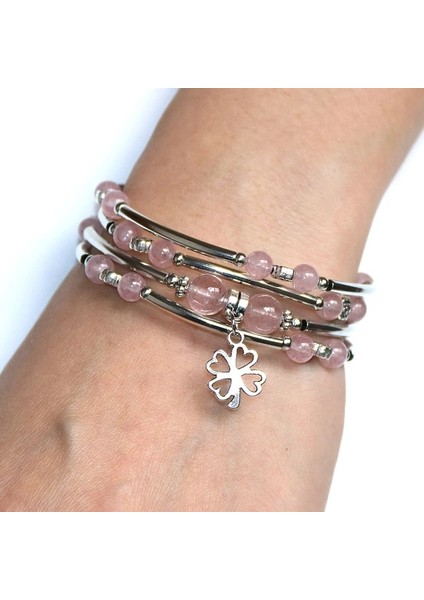 Pembe Kristal Kadınlar Doğal Taş Bilezik Çok Katmanlı Bakır Tüp Sarma Pembe Kuvars Mor Kristal Boncuk Bilezik Şanslı Yonca Dilek Bilezikler (Yurt Dışından) modelleri