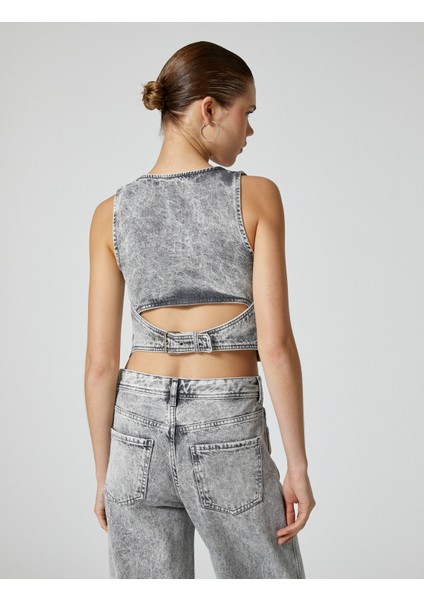 Kot Yelek V Yaka Düğmeli Rahat Kalıp Pamuklu fırsatları