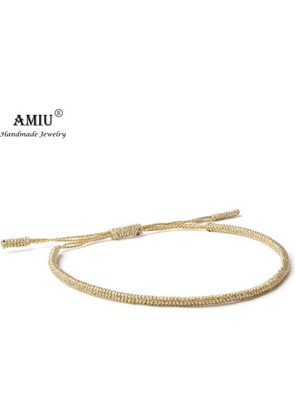 1-Altın Amıu Metalik Renkler Tibet El Yapımı Budist Şanslı Bilezik ve Bilezikler Kadın Erkek Halat Knot Muska Hediye Örgülü Bilezik (Yurt Dışından)