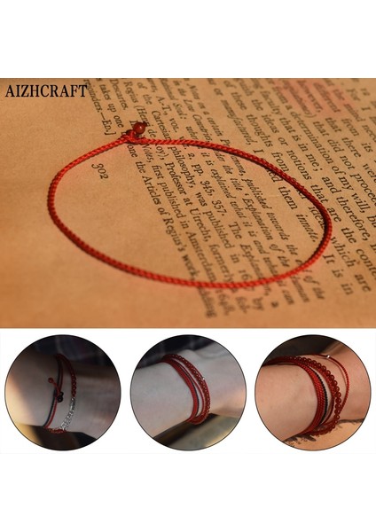 24-26CM Tarzı Devetüyü Rengi Aızhcraft Estetik Tibet El Yapımı Ince Kırmızı Halat Bilezik Kadın Erkek Aşk Şanslı Charm Düğün Takı Himalaya Hediyeler (Yurt Dışından)