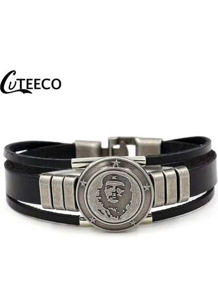 21CM Tarzı LPXK170 Cuteeco Moda Deri Bilezik Erkekler Vintage Motosiklet Çok Katmanlı Örgülü Çözgü Bilezik Rota 66PUNK Takı Pulseira Masculina (Yurt Dışından)